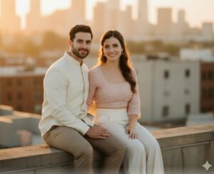 Golden Sunset Romance Portrait prompt