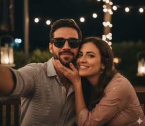 Cozy Night-Time Couple Selfie Vibes